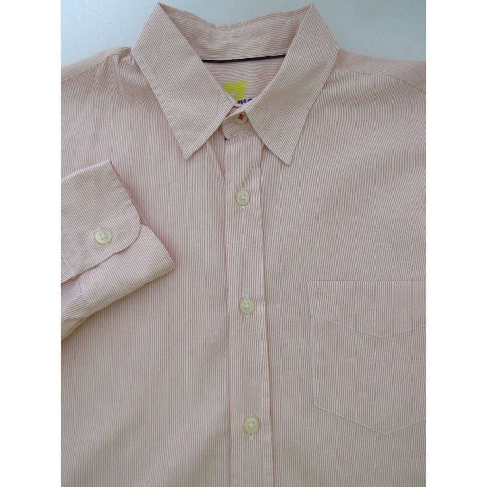 7 FOR ALL MANKIND Shirt Size S‎ Pink Thin Stripe Button Up Point Collar